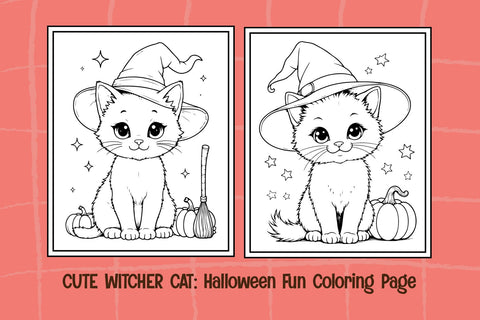 Cute Witcher Cat – Halloween Coloring Pages for Kids (SVG, PDF, PNG, JPG) SVG Mozzatype 
