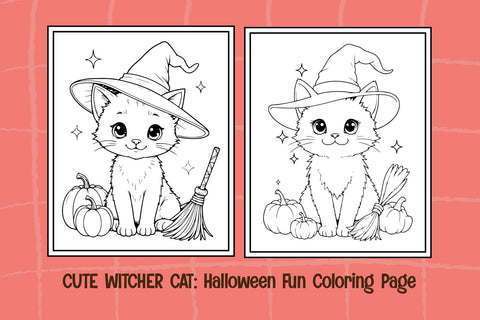 Cute Witcher Cat – Halloween Coloring Pages for Kids (SVG, PDF, PNG, JPG) SVG Mozzatype 