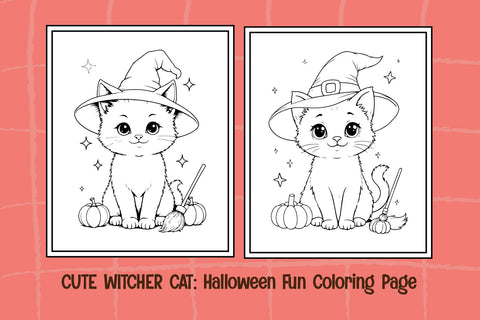 Cute Witcher Cat – Halloween Coloring Pages for Kids (SVG, PDF, PNG, JPG) SVG Mozzatype 