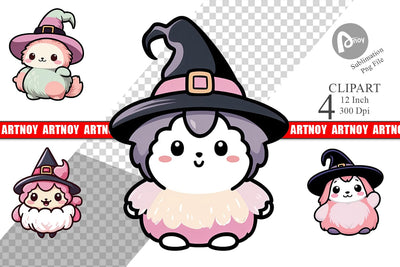 Cute Witches Clipart Sublimation artnoy 