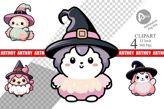 Cute Witches Clipart Sublimation artnoy 