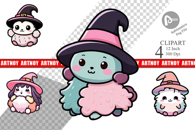Cute Witches Clipart Sublimation artnoy 