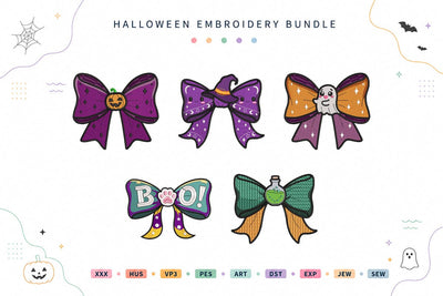 Cute Witchy Halloween Bow Embroidery Bundle Embroidery/Applique DESIGNS sg embroidery 