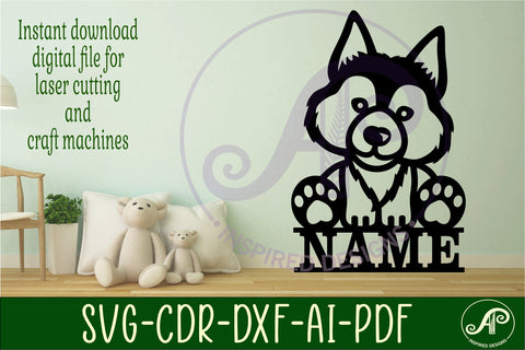 Cute wolf name sign svg laser cut template SVG APInspireddesigns 