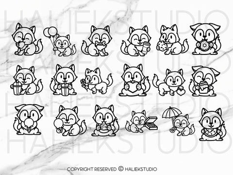 Cute Wolf SVG Design Set SVG HalieKStudio 