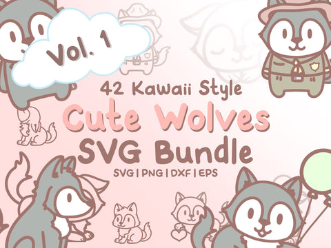 Cute Wolf SVG Design Set SVG HalieKStudio 