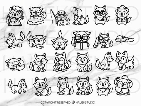 Cute Wolf SVG Design Set SVG HalieKStudio 