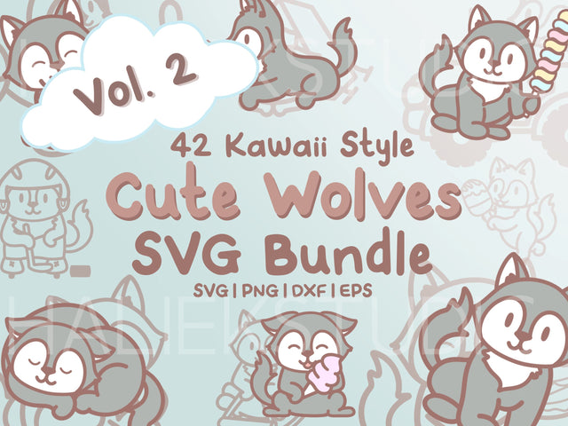 Cute Wolf SVG Design Set - Wolf SVG Download SVG HalieKStudio 