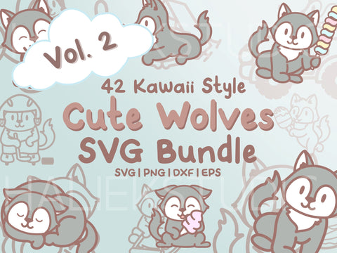Cute Wolf SVG Design Set - Wolf SVG Download SVG HalieKStudio 