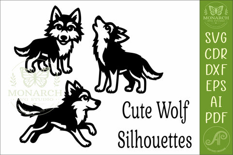 Cute Wolf SVG Silhouette Woodland Animal Cut Files 2 SVG APInspireddesigns 
