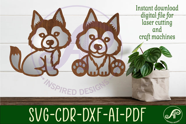 Cute wolf two layer laser cut out SVG file SVG APInspireddesigns 