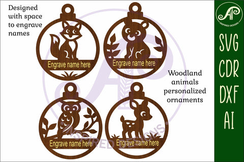 Cute woodland animals Christmas Ornament SVG SVG APInspireddesigns 