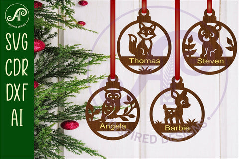 Cute woodland animals Christmas Ornament SVG SVG APInspireddesigns 