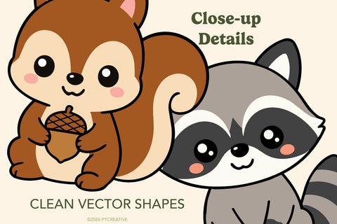 Cute Woodland Animals Clipart SVG PNG SVG Patty Young Creative 