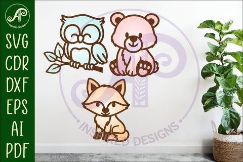 Cute woodland animals, SVG laser cut file d1 SVG APInspireddesigns 