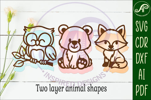 Cute woodland animals, SVG laser cut file d1 SVG APInspireddesigns 