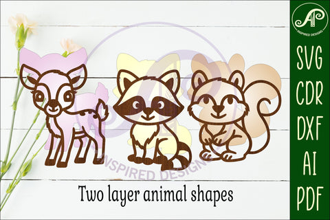 Cute woodland animals, SVG laser cut file d2 SVG APInspireddesigns 