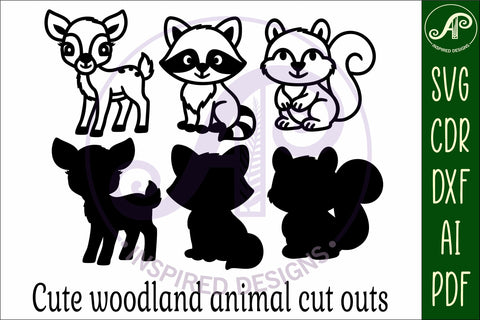 Cute woodland animals, SVG laser cut file d2 SVG APInspireddesigns 