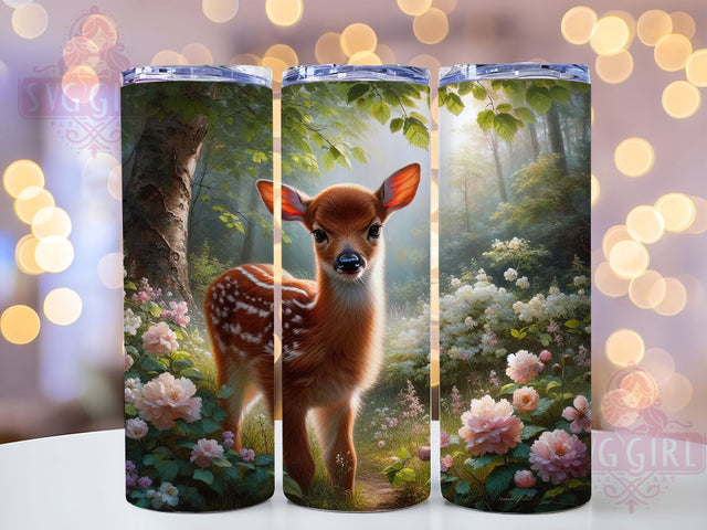 Cute Woodland Baby Deer Tumbler, Woodland Animal Tumbler, Cute Deer Wrap, Whimsical Forest Wrap, Rustic Woodland Wrap, Sublimation Design, Trendy Gift Idea Sublimation SvggirlplusArt 