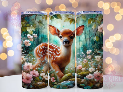 Cute Woodland Baby Deer Tumbler, Woodland Animal Tumbler, Cute Deer Wrap, Whimsical Forest Wrap, Rustic Woodland Wrap, Sublimation Design, Trendy Gift Idea Sublimation SvggirlplusArt 
