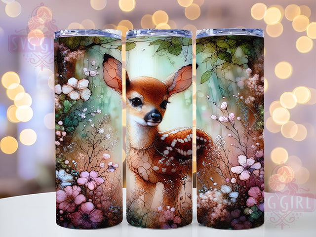 Cute Woodland Baby Deer Tumbler, Woodland Animal Tumbler, Cute Deer Wrap, Whimsical Forest Wrap, Rustic Woodland Wrap, Sublimation Design, Trendy Gift Idea Sublimation SvggirlplusArt 