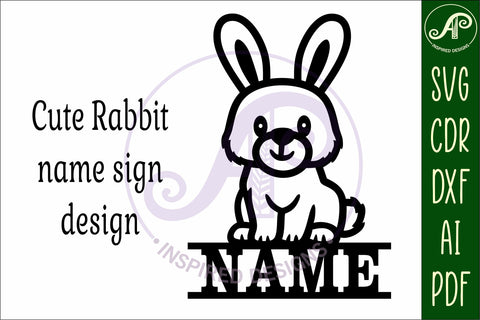 Cute Woodland Bunny name sign svg laser cut file SVG APInspireddesigns 