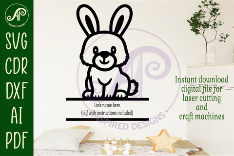 Cute Woodland Bunny name sign svg laser cut file SVG APInspireddesigns 