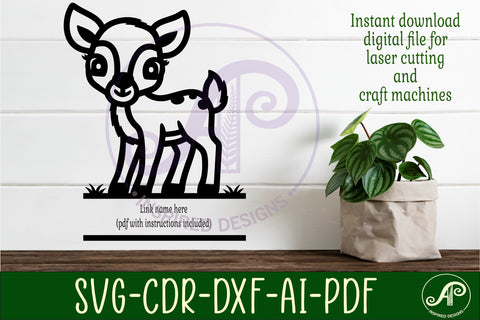 Cute Woodland Deer name sign svg laser cut file SVG APInspireddesigns 