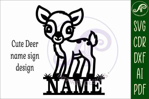 Cute Woodland Deer name sign svg laser cut file SVG APInspireddesigns 