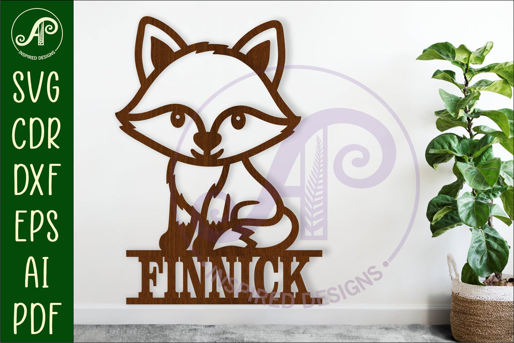 Cute Woodland Fox name sign svg laser cut file - So Fontsy