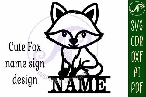 Cute Woodland Fox name sign svg laser cut file SVG APInspireddesigns 