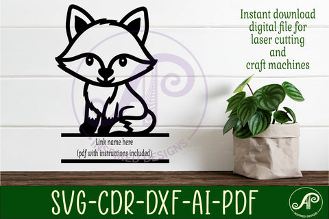 Cute Woodland Fox name sign svg laser cut file SVG APInspireddesigns 