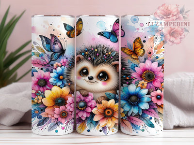 Cute Woodland Hedgehog Tumbler, Woodland Animal Wrap, Adorable Hedgehog Cup, 20oz Sublimation Wrap, Stylish Hedgehog Design Tumbler, Playful Animal Theme Cup, Sweet Hedgehog Wrap Sublimation Li Zamperini 