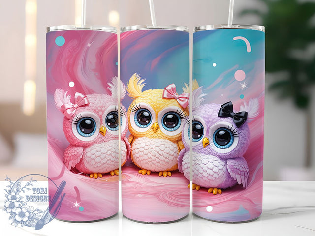 Cute Woodland Owl Animal Lover Tumbler, Animal Lover Cup, Woodland Creature Drinkware, 20Oz Sublimation Wrap, Kawaii Owl Design, Bird Lover Gift, Adorable Owl Mug Sublimation ToriDesigns 