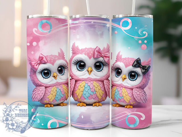 Cute Woodland Owl Animal Lover Tumbler, Animal Lover Cup, Woodland Creature Drinkware, 20Oz Sublimation Wrap, Kawaii Owl Design, Bird Lover Gift, Adorable Owl Mug Sublimation ToriDesigns 