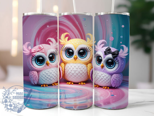 Cute Woodland Owl Animal Lover Tumbler, Animal Lover Cup, Woodland Creature Drinkware, 20Oz Sublimation Wrap, Kawaii Owl Design, Bird Lover Gift, Adorable Owl Mug Sublimation ToriDesigns 