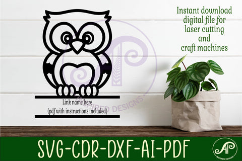 Cute Woodland Owl name sign svg laser cut file SVG APInspireddesigns 