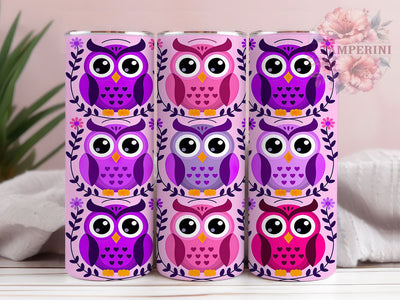 Cute Woodland Owl Tumbler, Cute Owl Pattern, Woodland Animal Wrap, Sublimation Cup, 20oz Skinny Tumbler, Forest Creature Drinkware, Owl Print Style Sublimation Li Zamperini 
