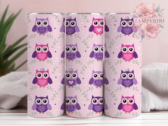 Cute Woodland Owl Tumbler, Cute Owl Pattern, Woodland Animal Wrap, Sublimation Cup, 20oz Skinny Tumbler, Forest Creature Drinkware, Owl Print Style Sublimation Li Zamperini 