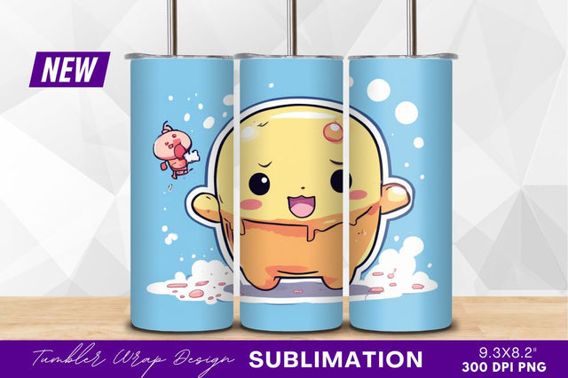 Cute yellow character with friend tumbler png Sublimation Regulrcrative 