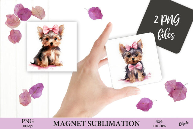 Cute Yorkshire Terrier Magnet PNG. Valentines Day Magnet PNG Sublimation Olga Terlyanskaya 