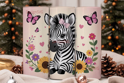 Cute Zebra Baby 20oz Tumbler Wrap Sublimation DesignSVG 