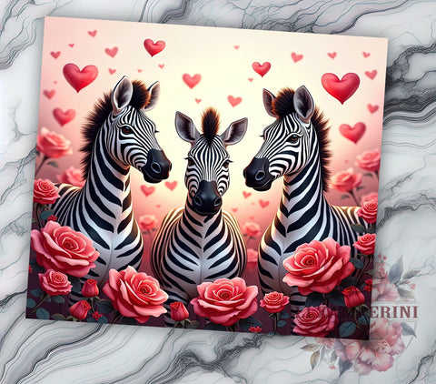 Cute Zebra Valentine's 20oz Tumbler, Valentine's Day Gift, 20oz Tumbler Wrap, Sublimation Design, Cute Zebra Art, Animal Lover Gift, Black and White Decor Sublimation Li Zamperini 