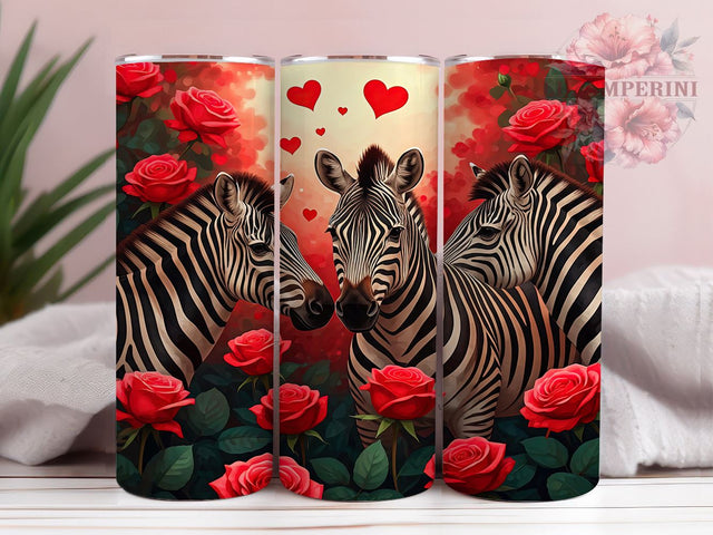 Cute Zebra Valentine's 20oz Tumbler, Valentine's Day Gift, 20oz Tumbler Wrap, Sublimation Design, Cute Zebra Art, Animal Lover Gift, Black and White Decor Sublimation Li Zamperini 