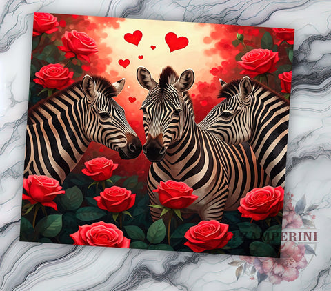 Cute Zebra Valentine's 20oz Tumbler, Valentine's Day Gift, 20oz Tumbler Wrap, Sublimation Design, Cute Zebra Art, Animal Lover Gift, Black and White Decor Sublimation Li Zamperini 
