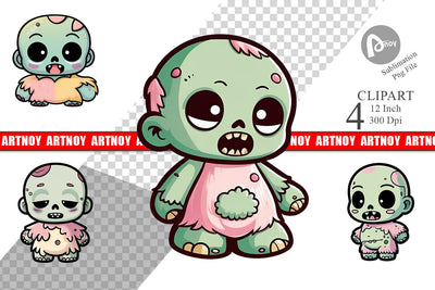 Cute Zombie Clipart Sublimation artnoy 