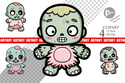 Cute Zombie Clipart Sublimation artnoy 