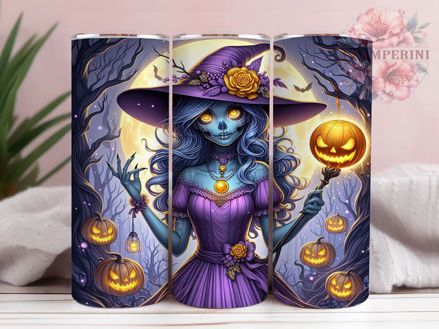 Cute Zombie Witch Halloween Tumbler, Cute Halloween Wrap, Spooky Sublimation PNG, 20oz Tumbler Design, Halloween Character Cup, Pastel Spooky Art, Creepy Cute Drinkware Sublimation Li Zamperini 