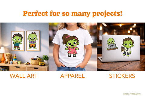 Cute Zombies Clipart SVG PNG EPS JPG SVG Patty Young Creative 