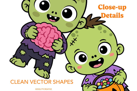Cute Zombies Clipart SVG PNG EPS JPG SVG Patty Young Creative 